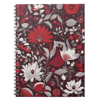 Elegantes BlumenNotebook - Burgund und Weiß Bloom Notizblock