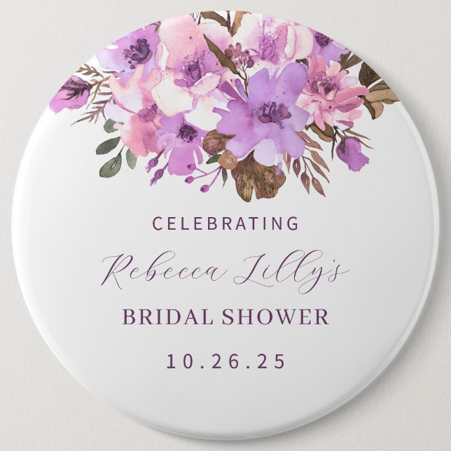 Elegantes Blumenpapier Button (Vorderseite)