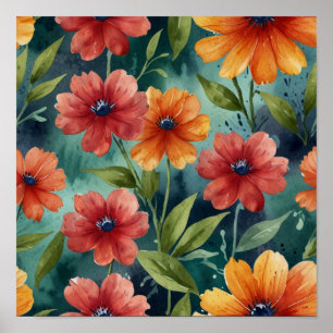 Elegantes Blumenposter Poster