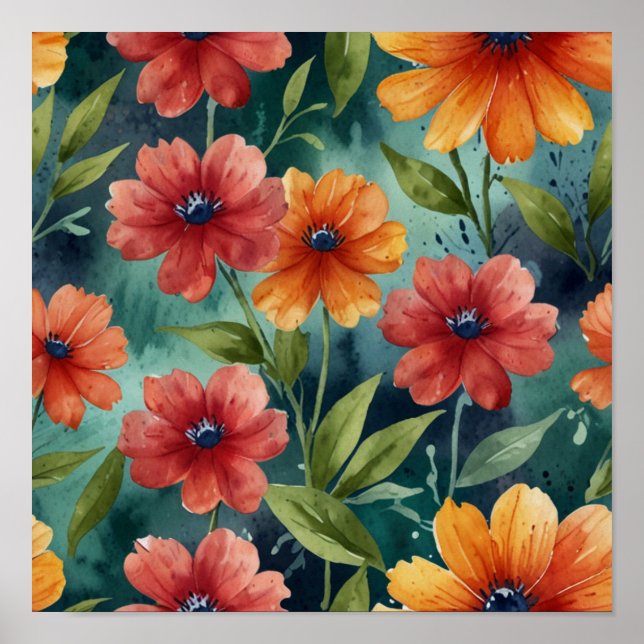 Elegantes Blumenposter Poster (Vorne)