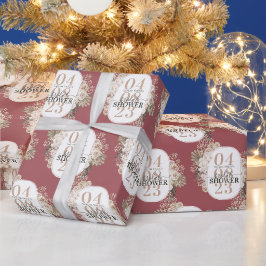 Elegantes Blumenrahmen-Brautparty Personalisiert Geschenkpapier