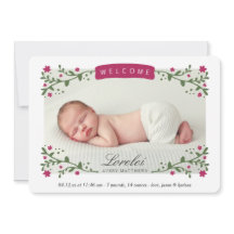 Elegantes Blumenrahmen Pum Baby Girl Foto Birth