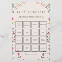 Elegantes Blumenrosa & Green Bridal Pictionary Gam
