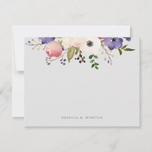 Elegantes Blumenrosa Lila Personalisiertes Geschir Mitteilungskarte