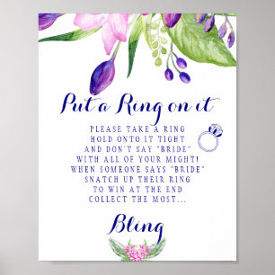 Elegantes Blumenschild für Ring-Spiel bei elegante Poster