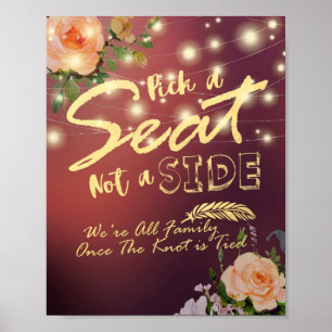 Elegantes Blumenschild 'Wähle einen Sitz, nicht ei Poster