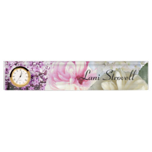 Elegantes Blumenschreibtisch-Schild Namensplakette