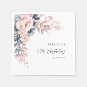 Elegantes Blumenschrift 60. Geburtstag jedes Alter Serviette