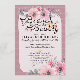 Elegantes Blumenschrift-Brunch Bubbly-Brautparty Einladung
