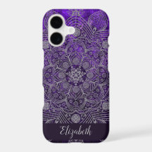 Elegantes Blumensilber und Lila Mandala Monogramm