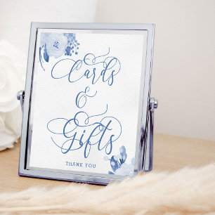 Elegantes Blumenstaub Blau Karten und Geschenke Sc Poster