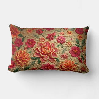 Elegantes Blumenstickerei-Druck Lumbar-Akzentkisse Lendenkissen