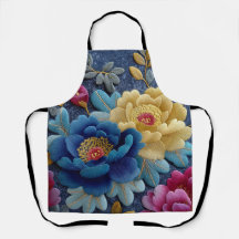 Elegantes Blumenstickerei-Look Vintage-Pfingstrose