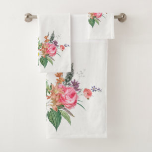elegantes Blumenstrauß-Badetuchset Badhandtuch Set