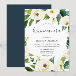 Elegantes Blumenstrauß Quinceanera Party Einladung