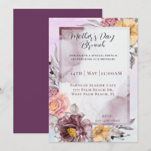 Elegantes Blumenwasser Muttertag Brunch Einladung
