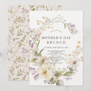 Elegantes Blumenwasser Muttertagsbrunch Einladung