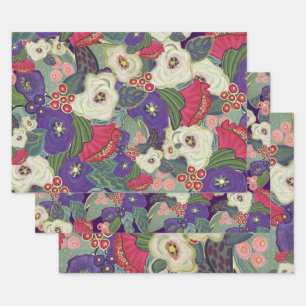 Elegantes Blumenweihpapier Geschenkpapier Set