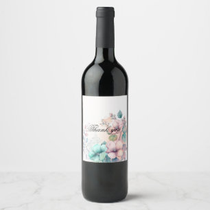 Elegantes Blumenweinlabel Weinetikett