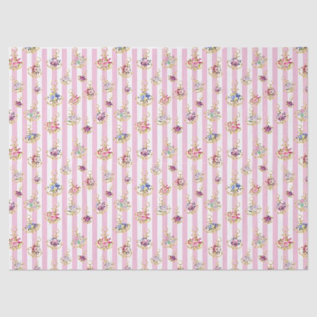 Elegantes Blumenzeckenpapier Seidenpapier (Vorderseite)
