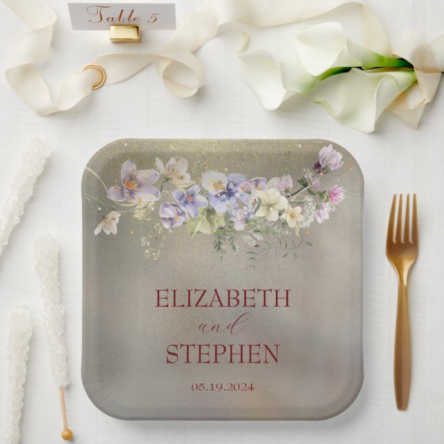 Elegantes Blumenzelt Pappteller (Hochzeit)