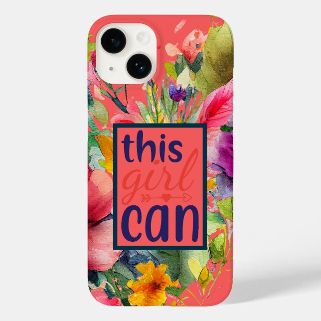 Elegantes Blumenzitat "Dieses Mädchen kann" Case-Mate iPhone 14 Hülle (Rückseite)
