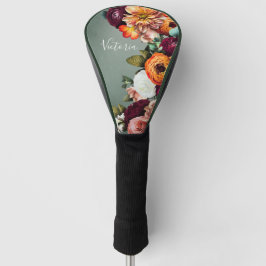 Elegantes Blumenzkript, benutzerdefiniertes Seiten Golf Headcover