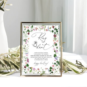 Elegantes Blumige Ring-Suche Brautparty Spiel Schi Poster