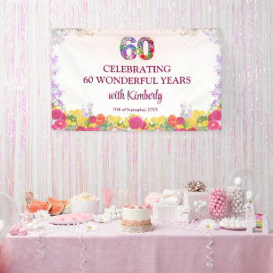 Elegantes Blumiges 60. Geburtstagsfest / 60 Jahre Banner