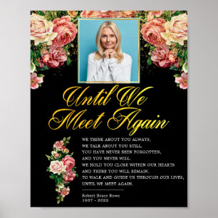 Elegantes Blumiges Rosafarbenes Foto Trauer Gedich Poster