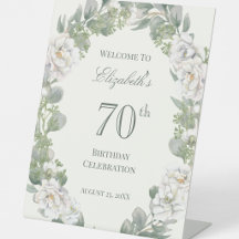 Elegantes Blumiges Willkommensschild zum 70. Gebur