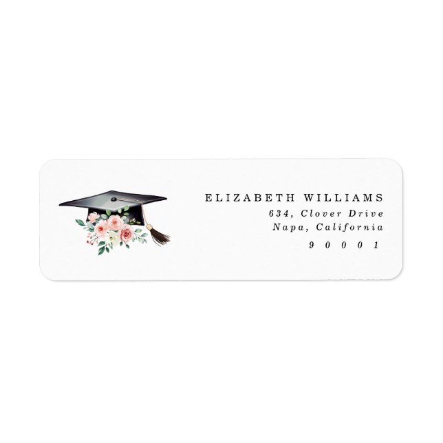 Elegantes Blush-Abschluss-Adressenlabel (Vorne)