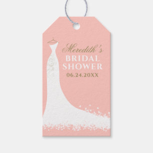Elegantes Blush and Gold Wedding Gown Brautparty Geschenkanhänger