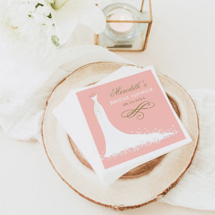 Elegantes Blush and Gold Wedding Gown Brautparty Serviette