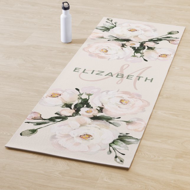Elegantes Blush-Aquarell-Monogramm Yogamatte (Beispiel)