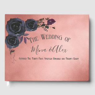 Elegantes Blush Black Rose Foto Hochzeit Gästebuch