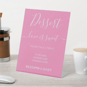 Elegantes Blush Blumendessert Bar Sign Sockelschild