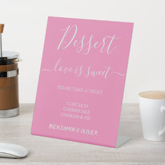 Elegantes Blush Blumendessert Bar Sign Sockelschild