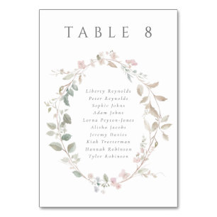 Elegantes Blush Blumenkreide Hochzeitstabelle Tischnummer