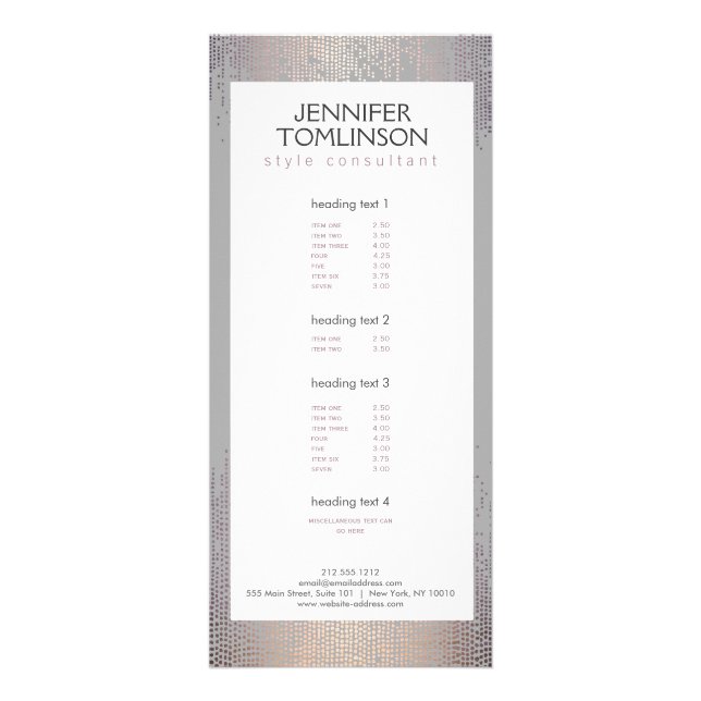 Elegantes Blush Confetti Regenmuster Grau Werbekarte (Vorne)