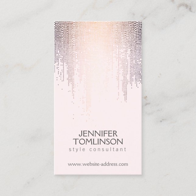 Elegantes Blush Confetti Regenmuster Rosa Visitenkarte (Vorderseite)