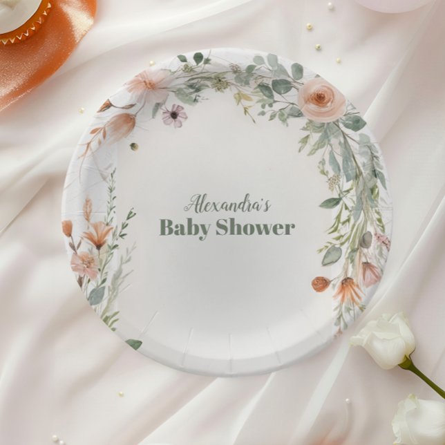 Elegantes Blush Floral Baby in Bloom Pappteller (Von Creator hochgeladen)