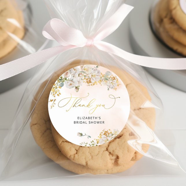 Elegantes Blush Floral Brautparty Vielen Dank Runder Aufkleber (Von Creator hochgeladen)