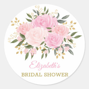 Elegantes Blush-Gold-Blumen-Grün-Dankeschön-Gesche Runder Aufkleber
