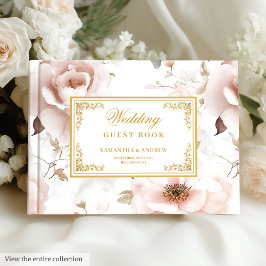 Elegantes Blush Ivory Gold Watercolor Gästebuch