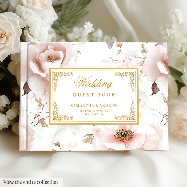 Elegantes Blush Ivory Gold Watercolor Gästebuch (Elegant Blush Ivory Gold Watercolor Guest Book

)