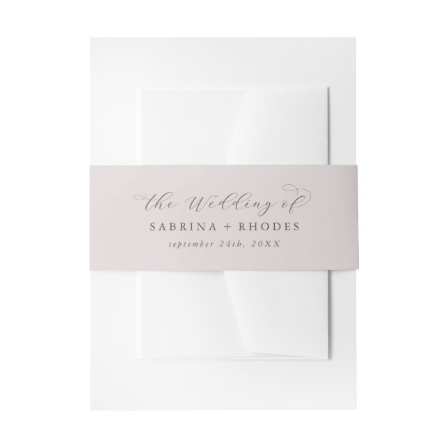 Elegantes Blush Mauve die Hochzeit von Einladungsbanderole (Vorderseite Beispiel)