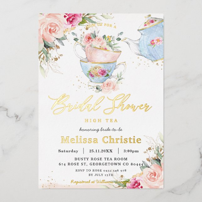 Elegantes Blush Party Brautparty Folieneinladung (Vorderseite)