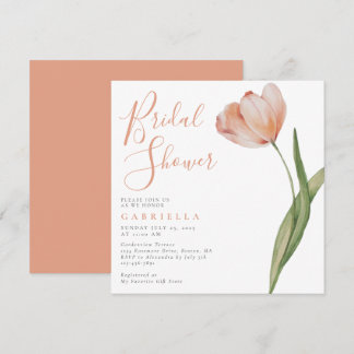 Elegantes Blush Peach Wasserfarbe Tulip Brautparty Einladung