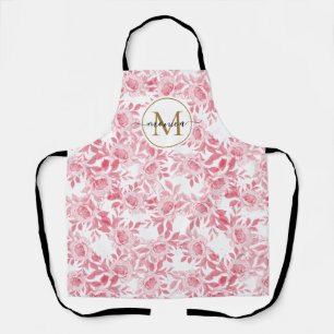 Elegantes Blush Pink Aquarellfarben Gold Monogramm Schürze